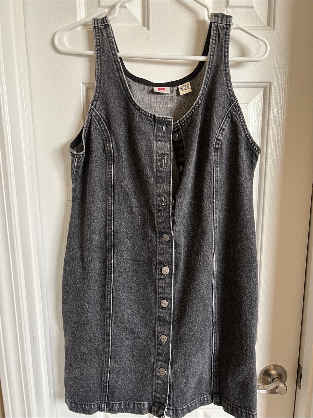 Levi’s Button-Front Washed Black Denim Tank Dress